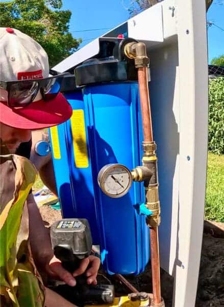 Home Filtration Stystem filters without the cover box being installed by plumber