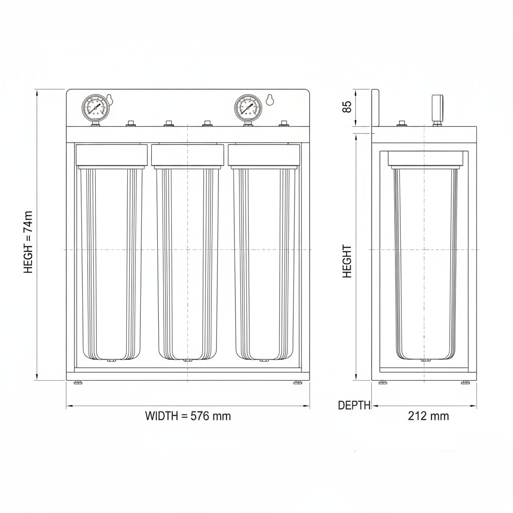 HFS TRIPLE RAINWATER SYSTEMS + 20"x 4.5"+ UV LIGHT NANO SILVER - Image 6